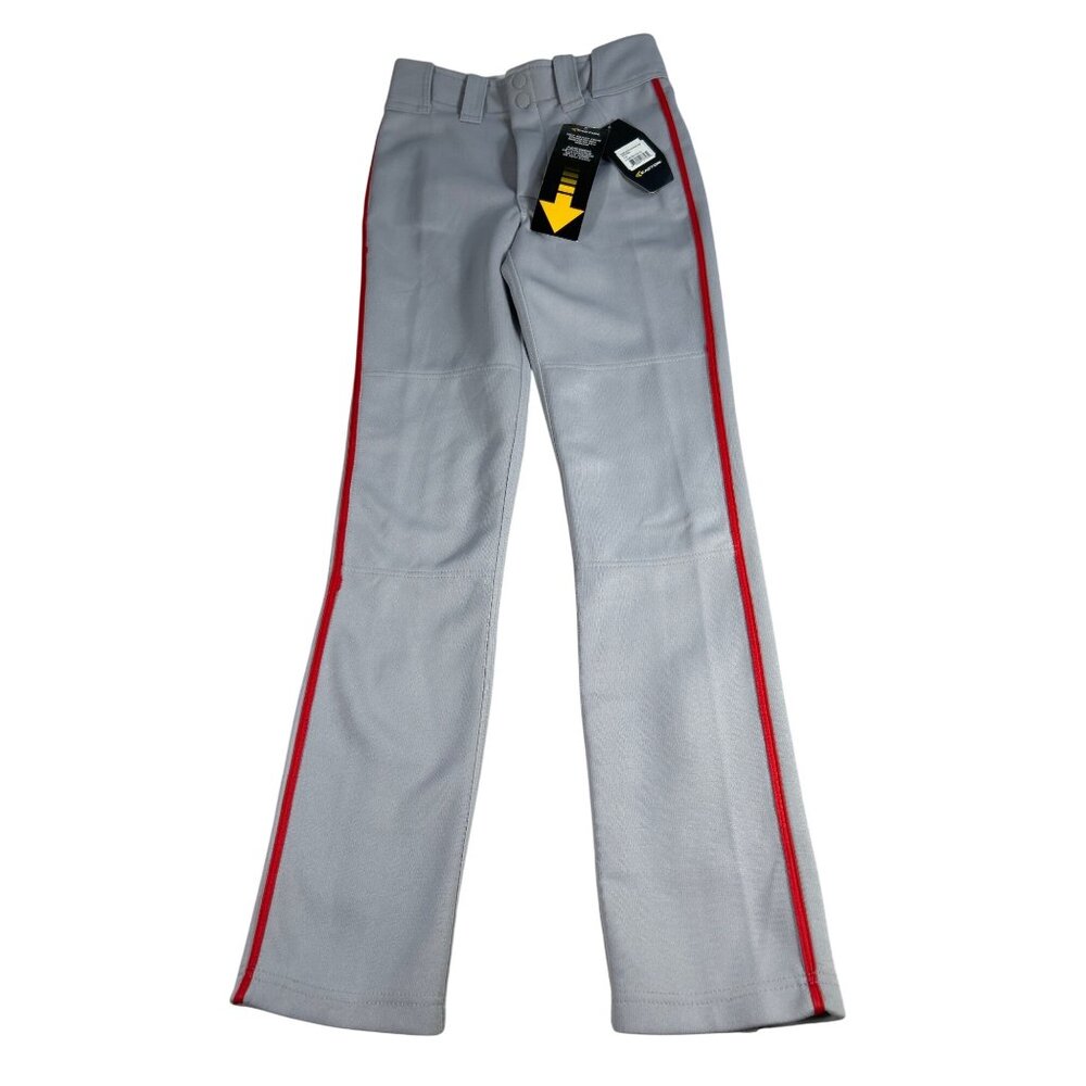 NEW Easton Quantum Plus Youth M Grey/Red Piped Baseball Pants Adjustable Inseam